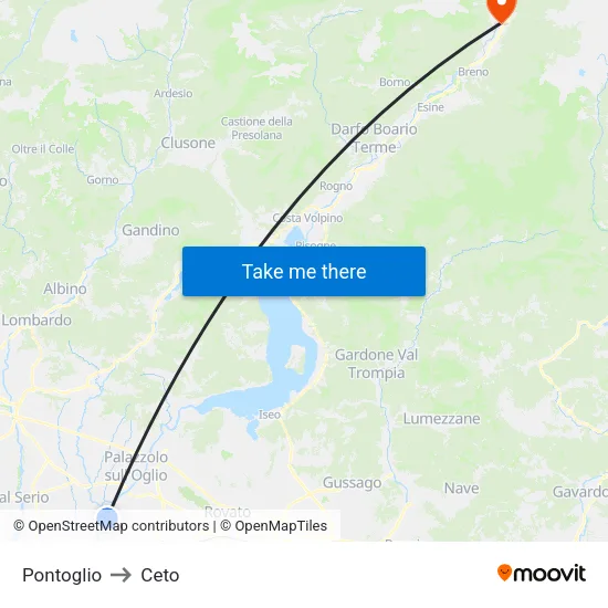 Pontoglio to Ceto map