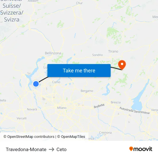 Travedona-Monate to Ceto map