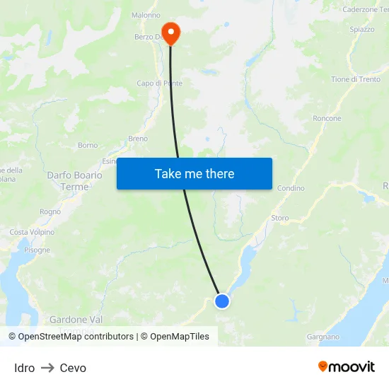 Idro to Cevo map