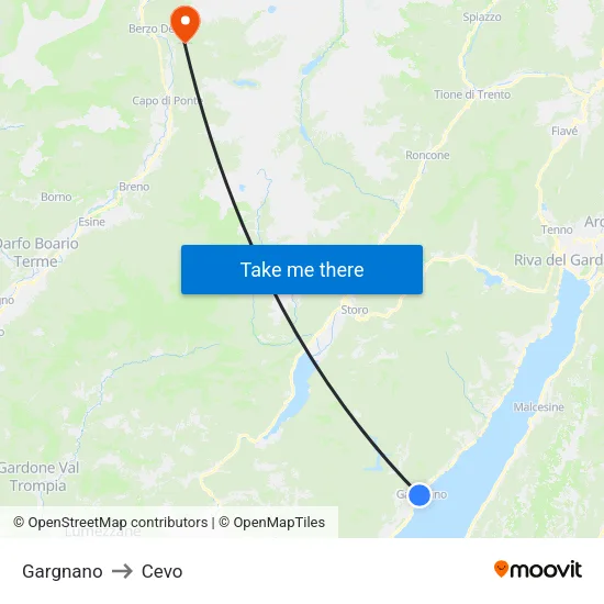 Gargnano to Cevo map