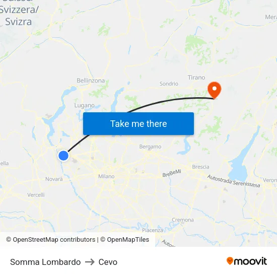 Somma Lombardo to Cevo map