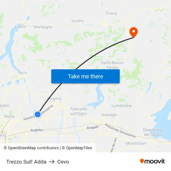 Trezzo Sull' Adda to Cevo map