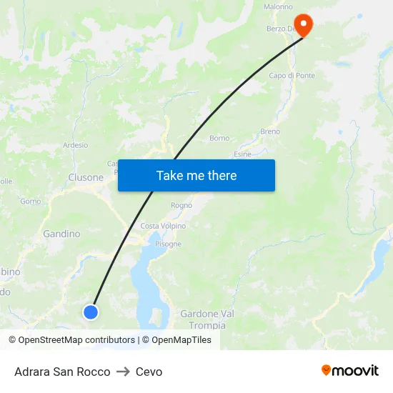Adrara San Rocco to Cevo map