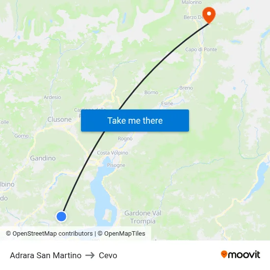 Adrara San Martino to Cevo map