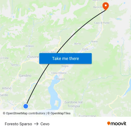 Foresto Sparso to Cevo map