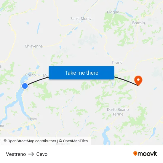 Vestreno to Cevo map