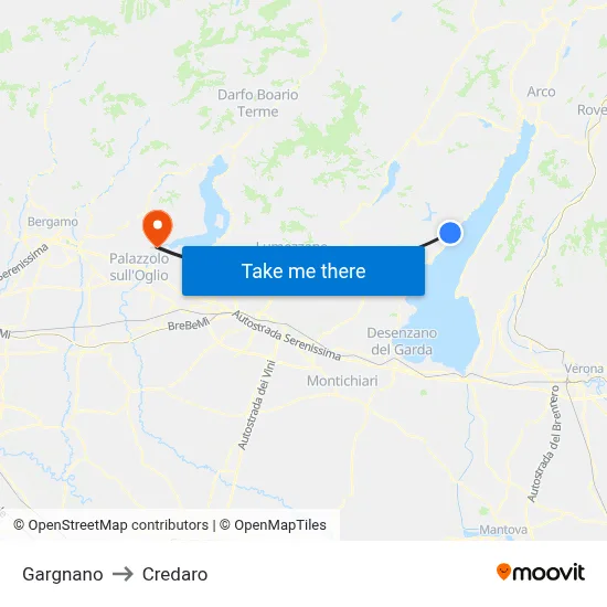 Gargnano to Credaro map