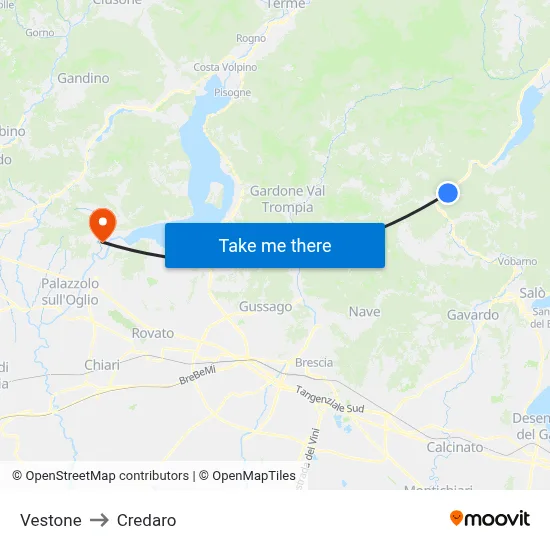 Vestone to Credaro map
