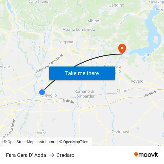 Fara Gera D' Adda to Credaro map