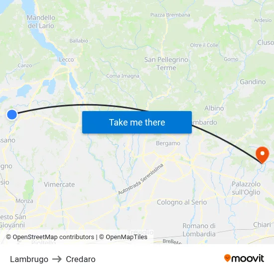 Lambrugo to Credaro map