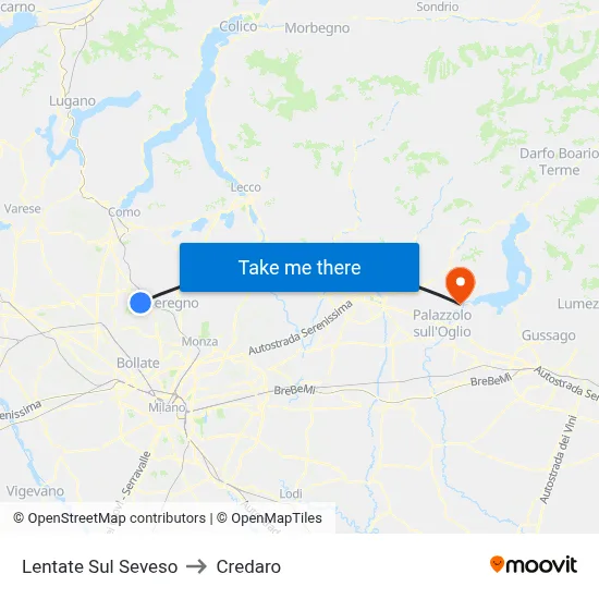 Lentate Sul Seveso to Credaro map