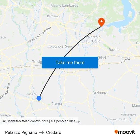 Palazzo Pignano to Credaro map