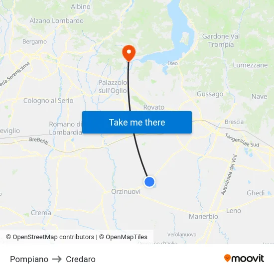 Pompiano to Credaro map