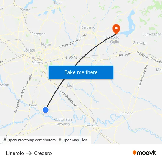Linarolo to Credaro map
