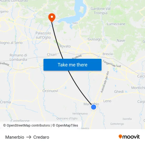 Manerbio to Credaro map