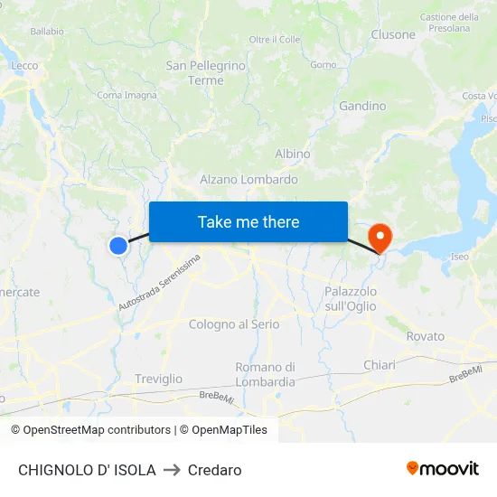 Chignolo D' Isola to Credaro map