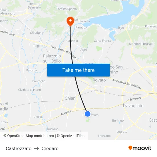 Castrezzato to Credaro map