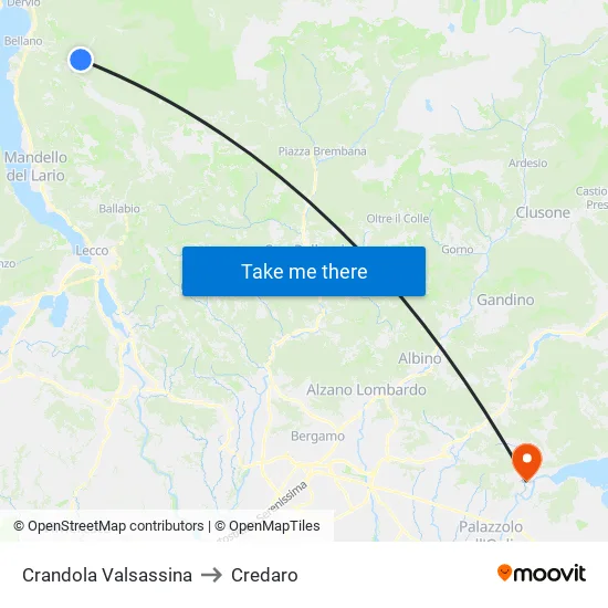 Crandola Valsassina to Credaro map