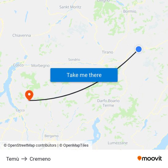 Temù to Cremeno map