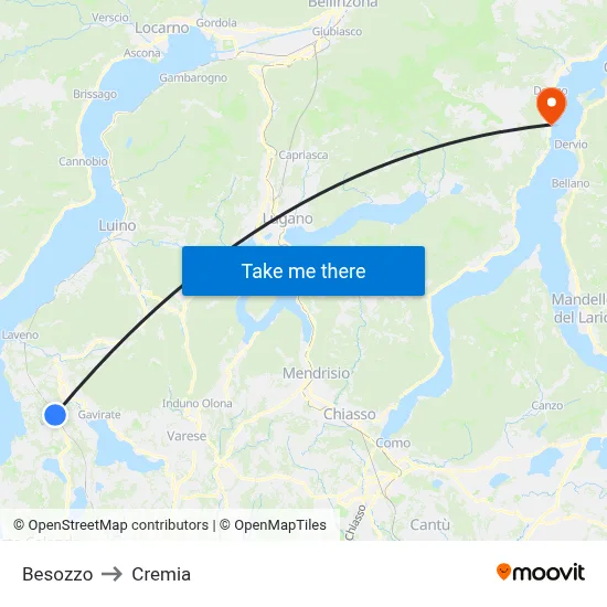 Besozzo to Cremia map