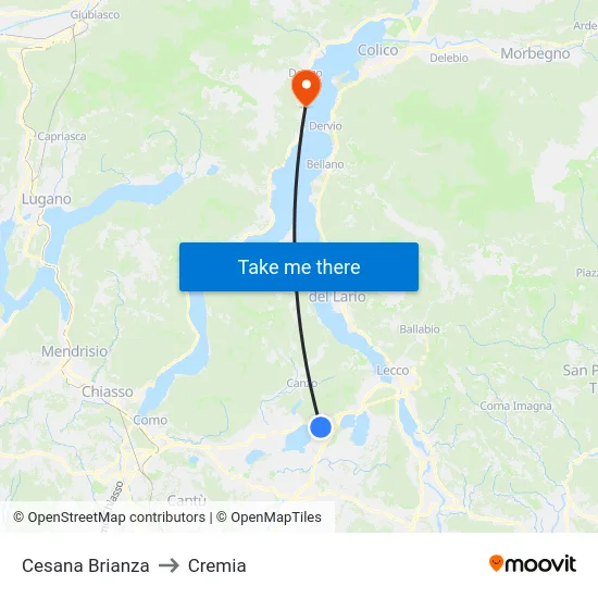 Cesana Brianza to Cremia map