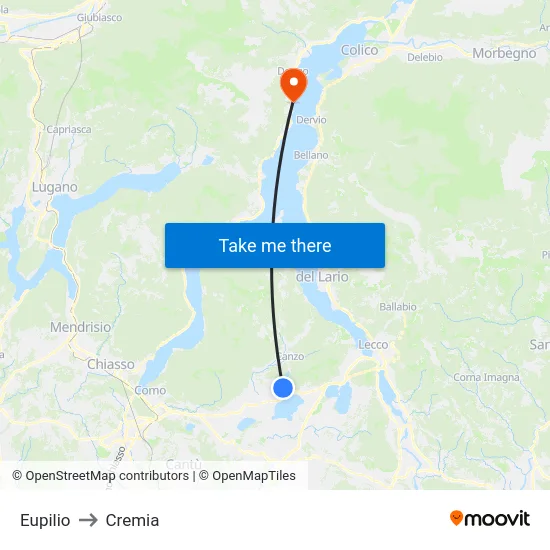 Eupilio to Cremia map