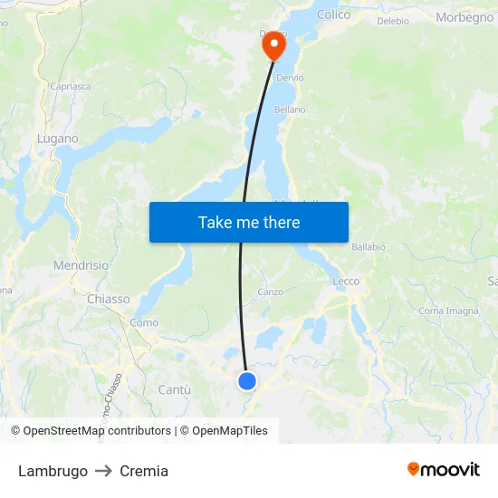 Lambrugo to Cremia map