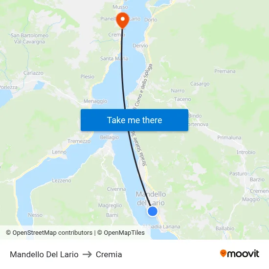 Mandello Del Lario to Cremia map