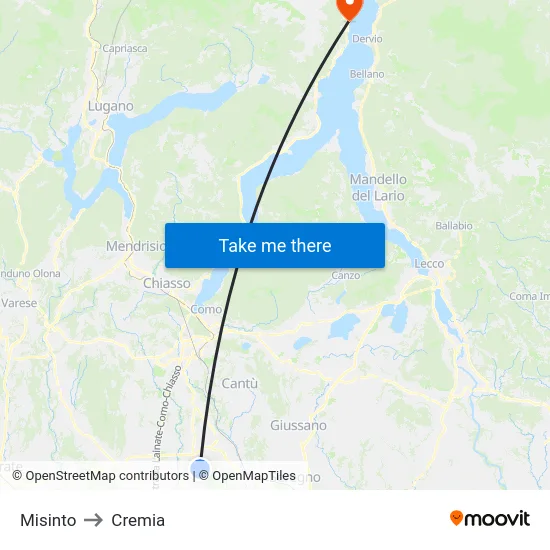 Misinto to Cremia map