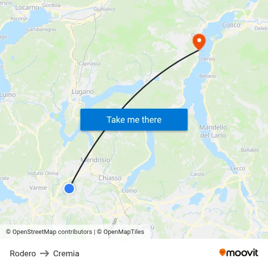 Rodero to Cremia map