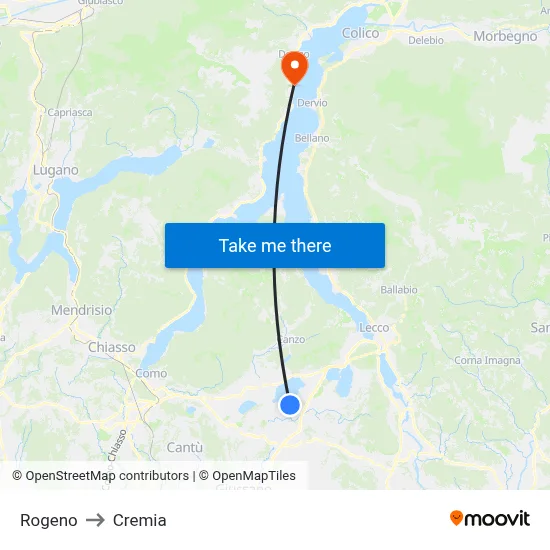 Rogeno to Cremia map