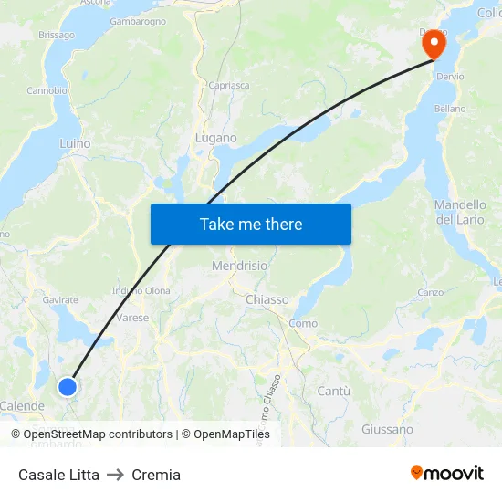 Casale Litta to Cremia map