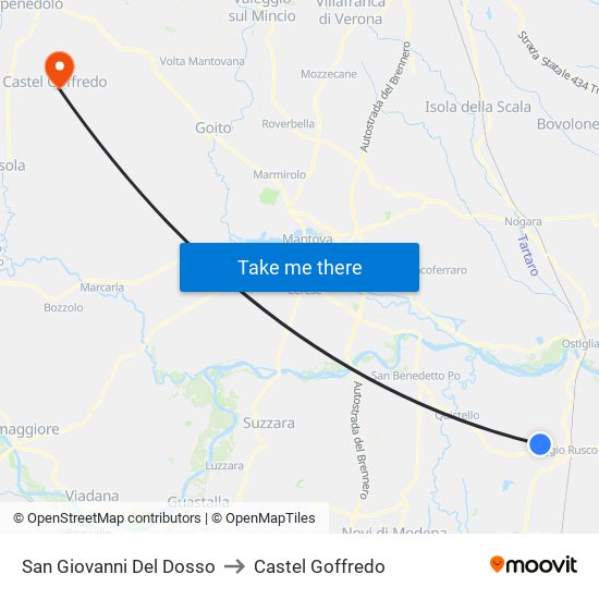 San Giovanni Del Dosso to Castel Goffredo map