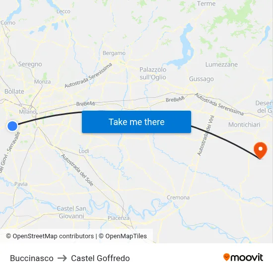 Buccinasco to Castel Goffredo map