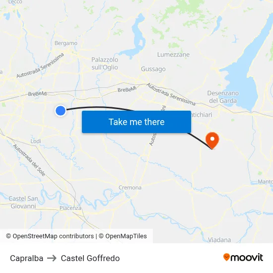 Capralba to Castel Goffredo map