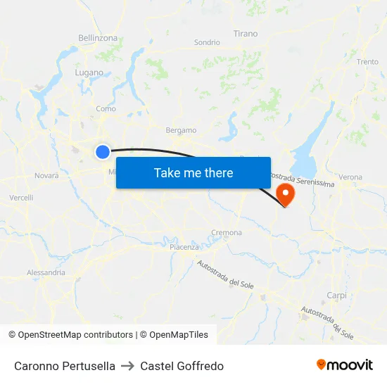 Caronno Pertusella to Castel Goffredo map