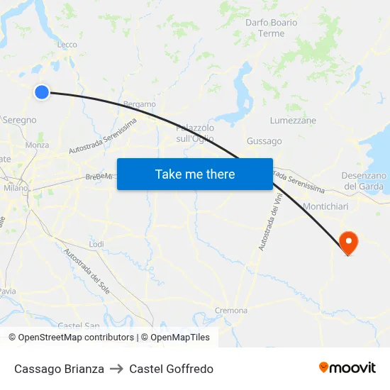 Cassago Brianza to Castel Goffredo map