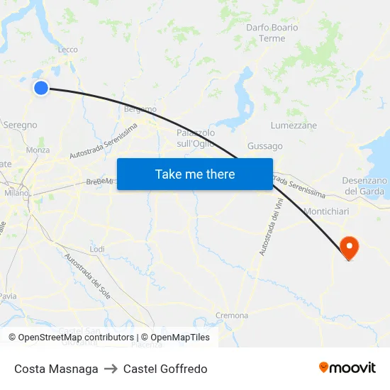 Costa Masnaga to Castel Goffredo map