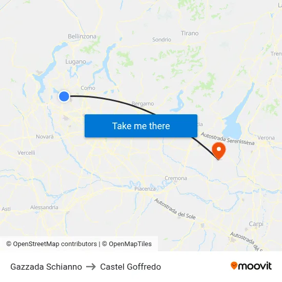 Gazzada Schianno to Castel Goffredo map