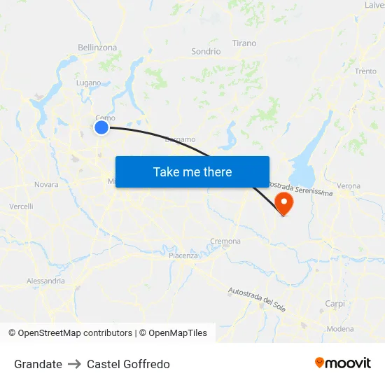 Grandate to Castel Goffredo map
