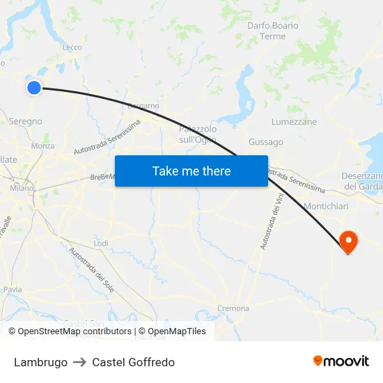 Lambrugo to Castel Goffredo map
