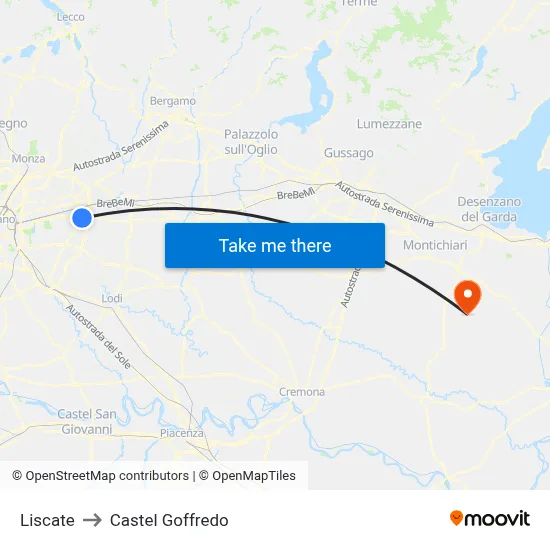 Liscate to Castel Goffredo map