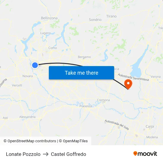 Lonate Pozzolo to Castel Goffredo map