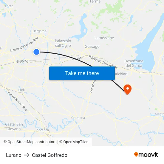 Lurano to Castel Goffredo map
