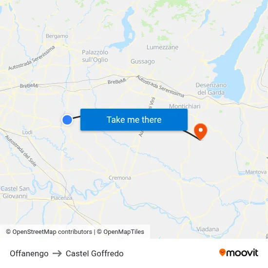 Offanengo to Castel Goffredo map