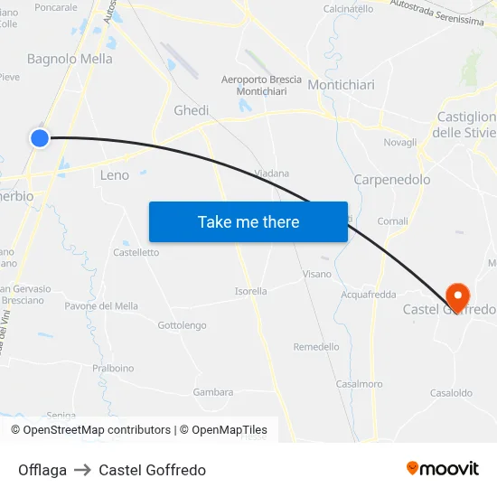 Offlaga to Castel Goffredo map