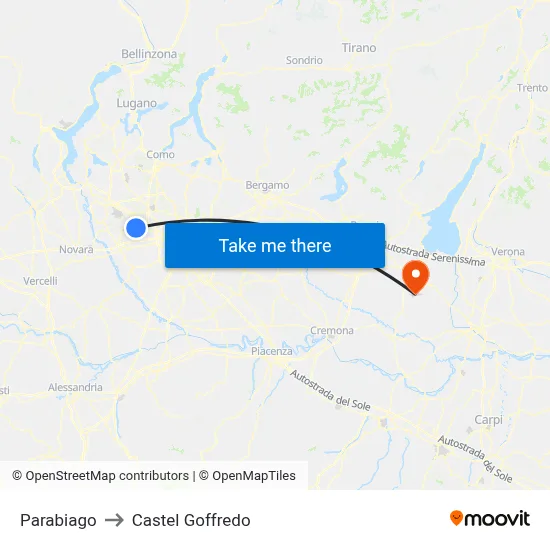 Parabiago to Castel Goffredo map