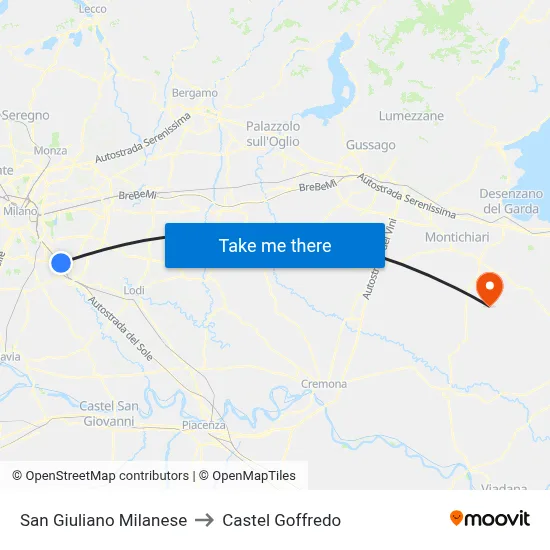 San Giuliano Milanese to Castel Goffredo map