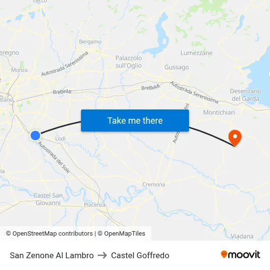 San Zenone Al Lambro to Castel Goffredo map