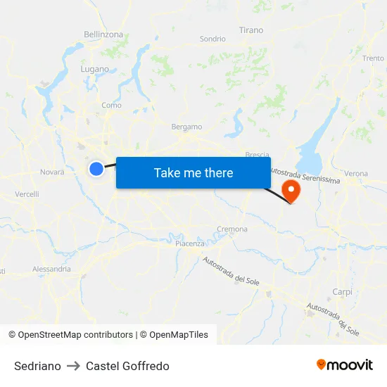 Sedriano to Castel Goffredo map